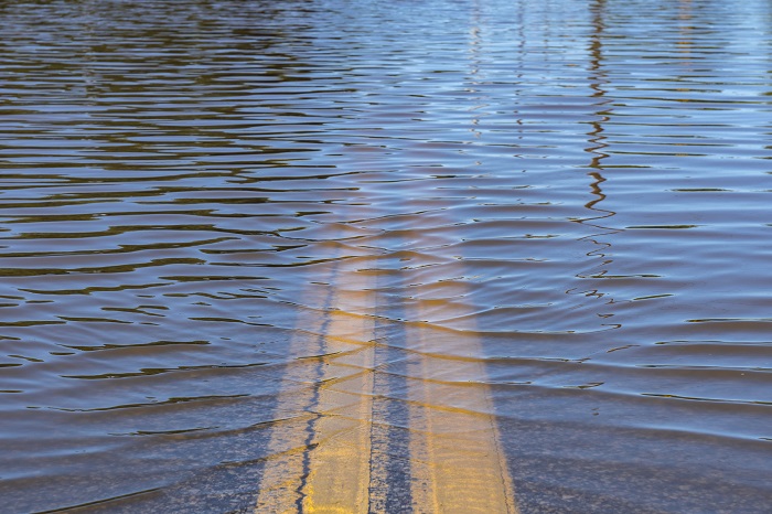 Floodwaters Over Road